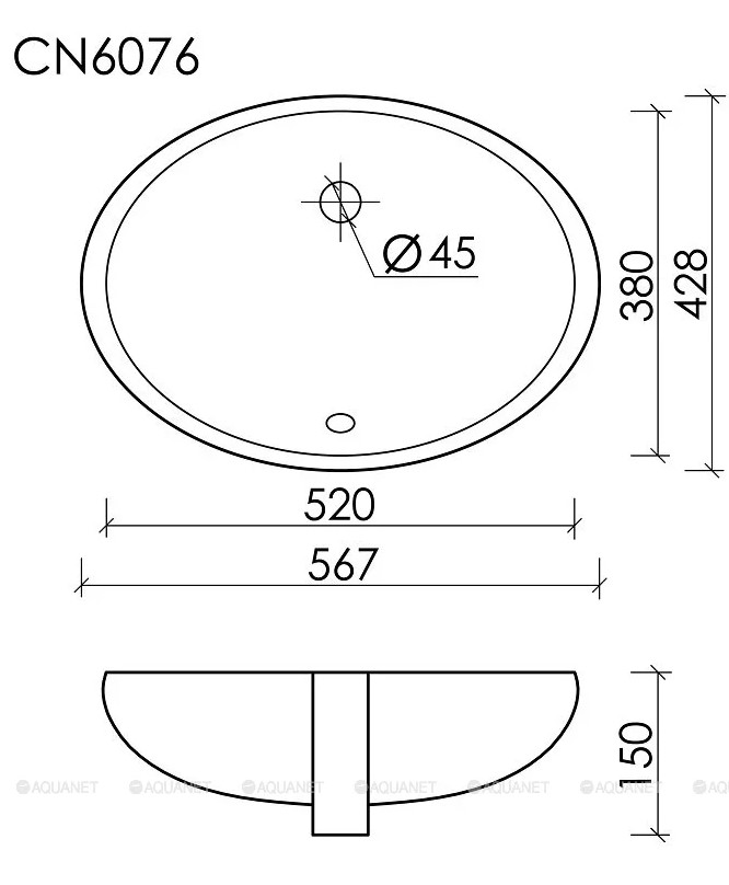 Раковина Ceramica Nova Element 52 встраиваемая, CN6076