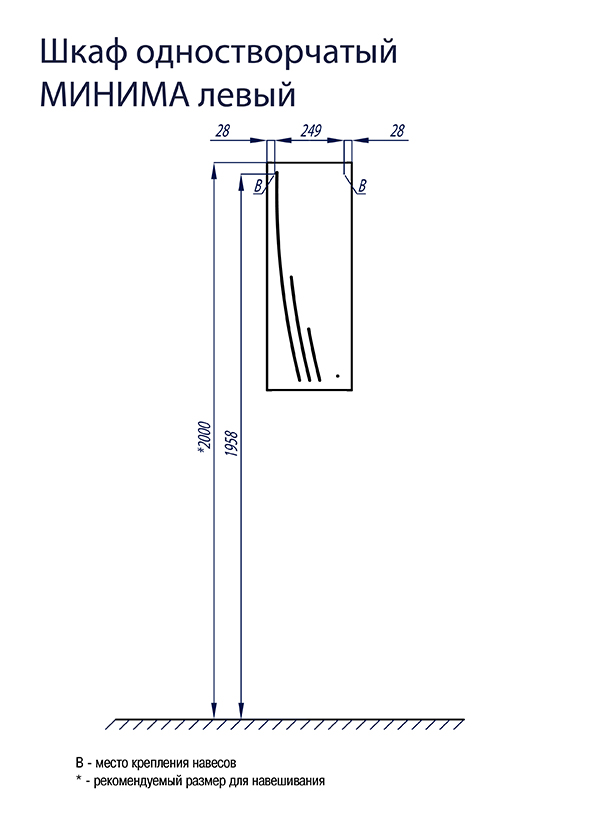 Шкаф навесной Aquaton Минима М одностворчатый правый белый 1A001803MN01R
