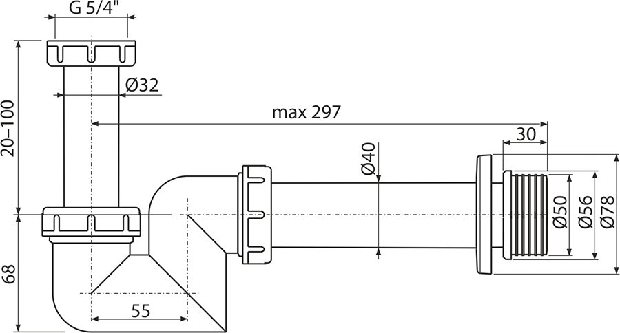 Сифон для биде белый DN 40, X01560