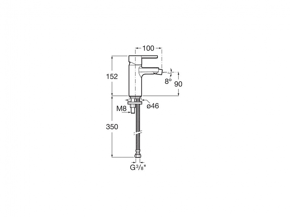 Смеситель Roca Naia для биде PVD, матовый черный титан, без донного клапана, 5A6A96NM0