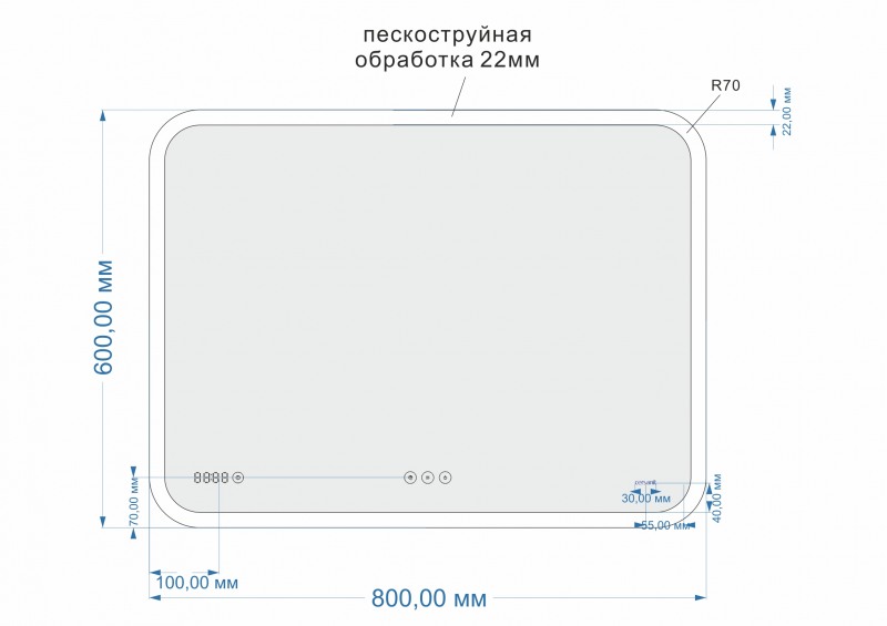 Зеркало LED 070 DESIGN PRO 80, KN-LU-LED070*80-p-Os