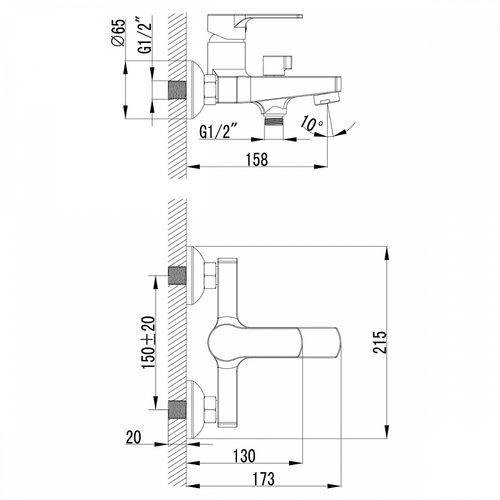 Смеситель Lemark Plus Grace LM1512C для ванны