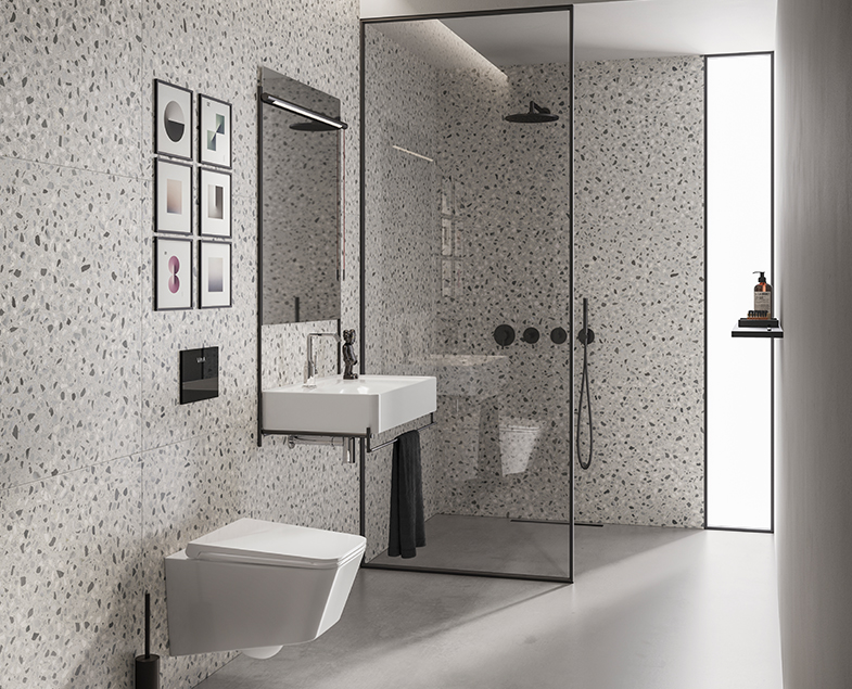 Набор встроенной душевой системы Origin на 3 направления, матовый черный (верхняя лейка, излив, ручной душ, смеситель встроенный внешняя и внутренняя часть), A49284EXP