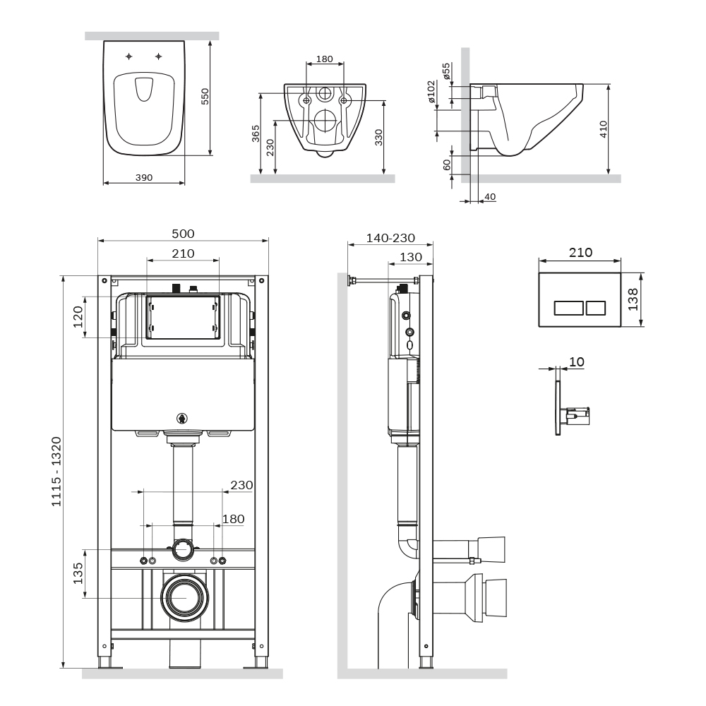 Инсталляция с клавишей Pro S белый с подв унит Inspire V2.0 FlashClean с сид м/л, IS47001.50A1700