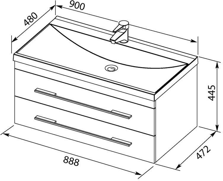 Тумба с раковиной Aquanet Нота NEW 90 светлый дуб, 00212858
