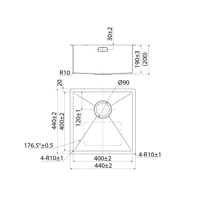 Мойка для подстольного монтажа, Edifice, IDDIS, EDI44S0i77