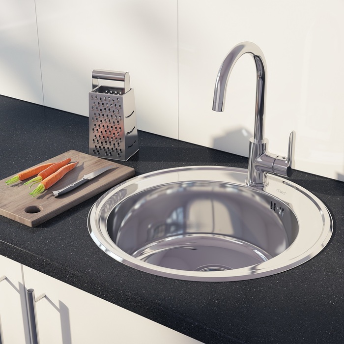 Мойка, нержавеющая cталь, полированная, D510, Basic, IDDIS, BAS51P0i77