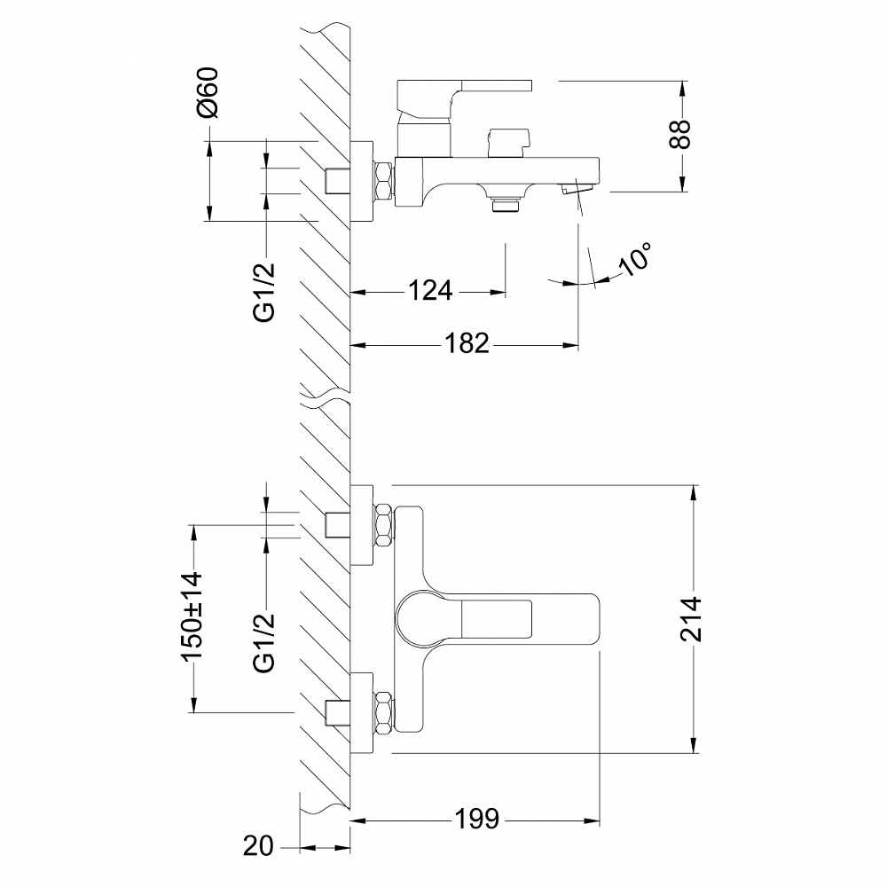 Смеситель Lemark Aura LM0614C для ванны