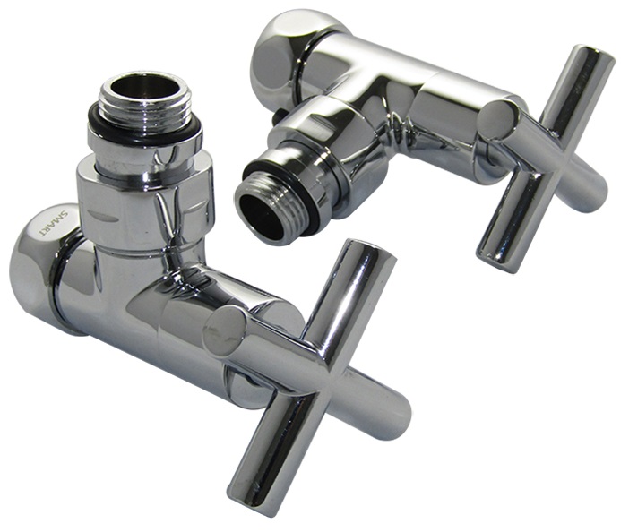 Вентиль для полотенцесушителя Aquanet 3/4" x 1/2"г/ш, угловой крест, отражатель SMT8200SCH0405/2C