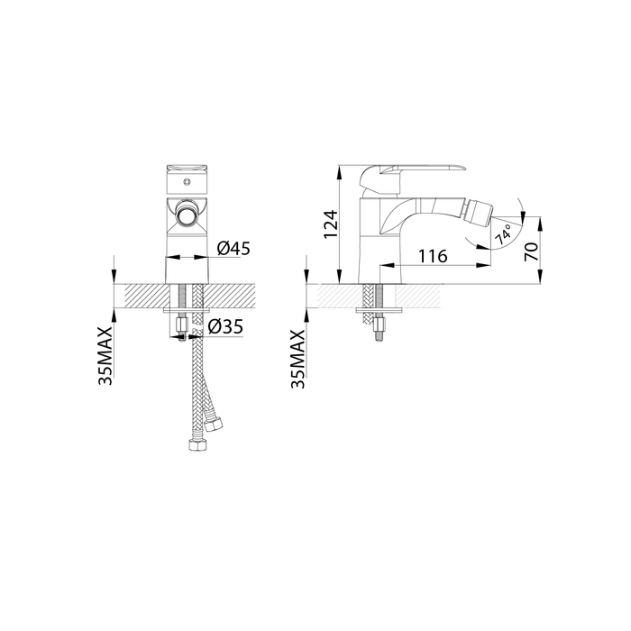 Смеситель для биде, белый/хром, Calipso, IDDIS, CALSB00i04