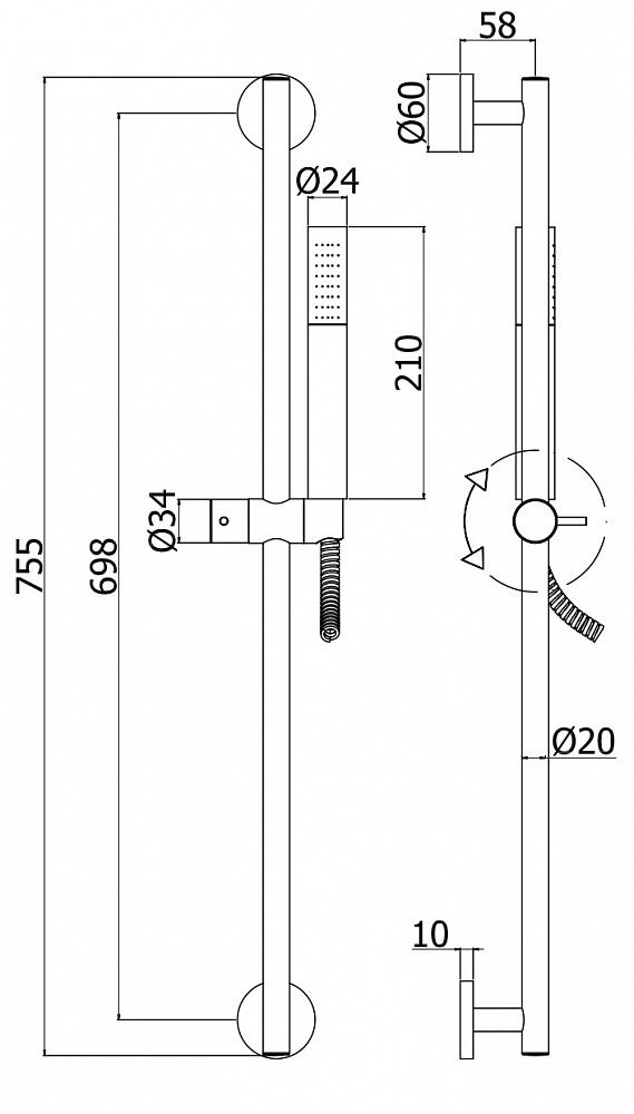 Душевой гарнитур Paffoni Life ZSAL135ST