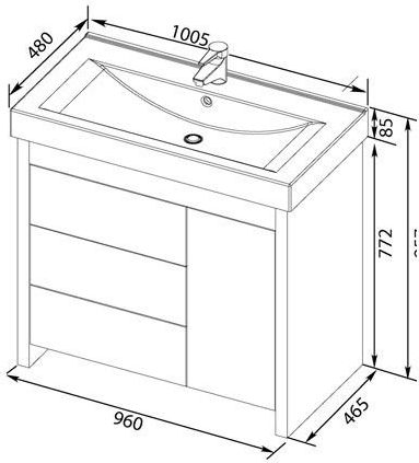 Тумба с раковиной Aquanet Тиана 100 венге, 00212886