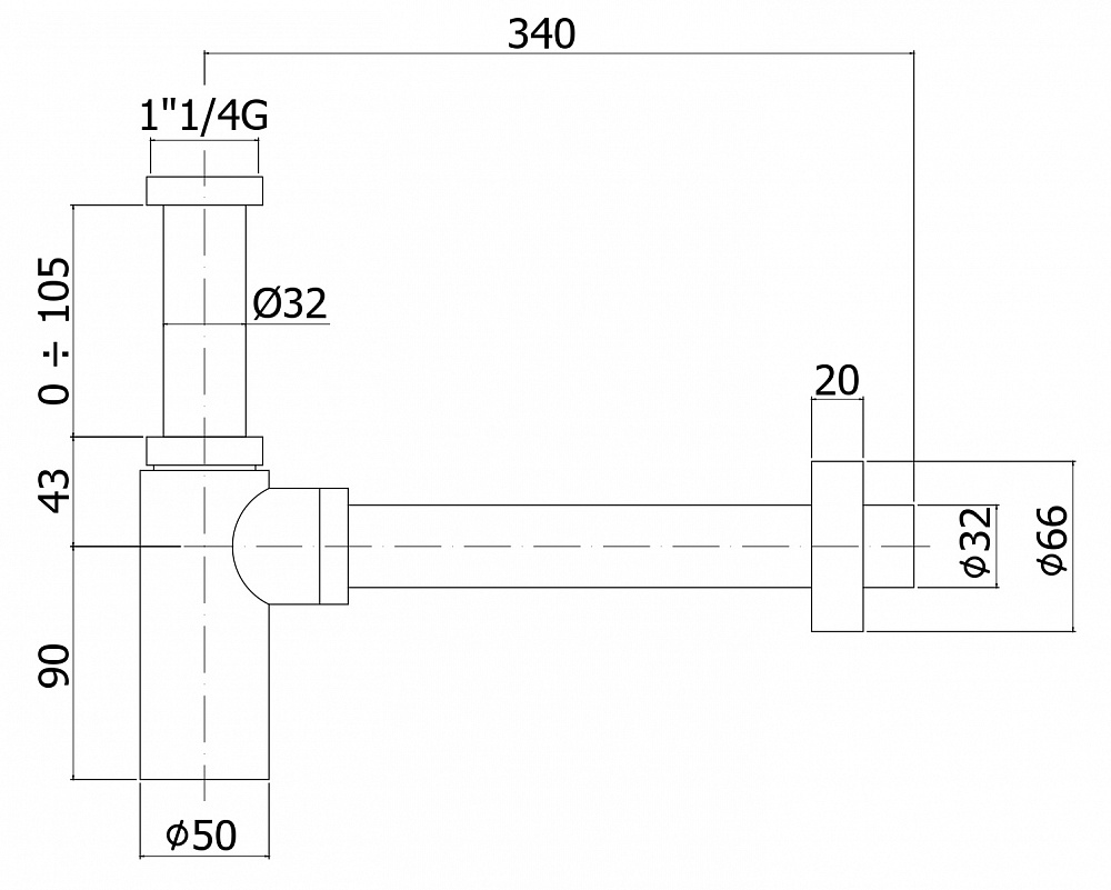 Сифон для раковины Paffoni Minimal ZACC240BO