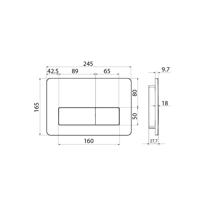 Клавиша смыва, универсальная, глянцевый белый, Unifix, 010, IDDIS, UNI10W0i77