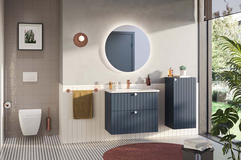 Модуль Root Groove 80 см с круглой раковиной, 2 ящика, матовый темно-синий, 69441