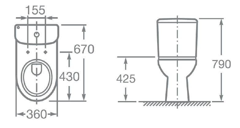 Унитаз-компакт Roca Access с косым выпуском 34P23900Y