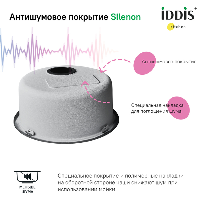 Мойка, нерж.сталь, универсального монтажа, графит, D-425*180, Edifice, IDDIS, EDI42G0i77