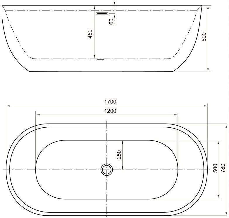 Акриловая ванна Aquanet Delight 170x78 черный матовый, 00289723
