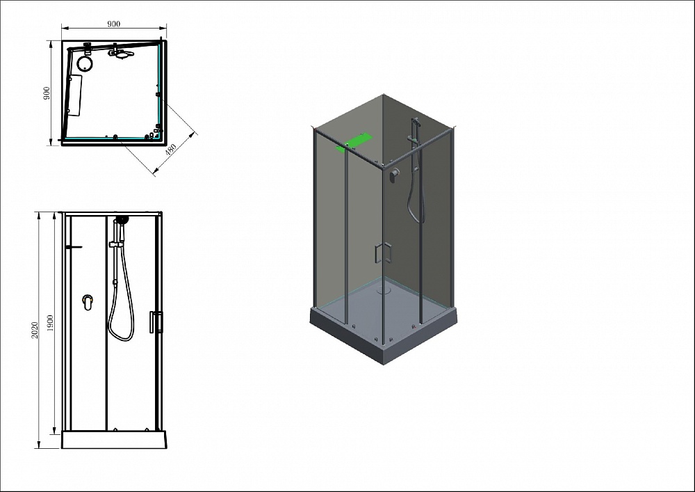 Душевая кабина Aquanet Passion EVO S Black 90x90, 00282009