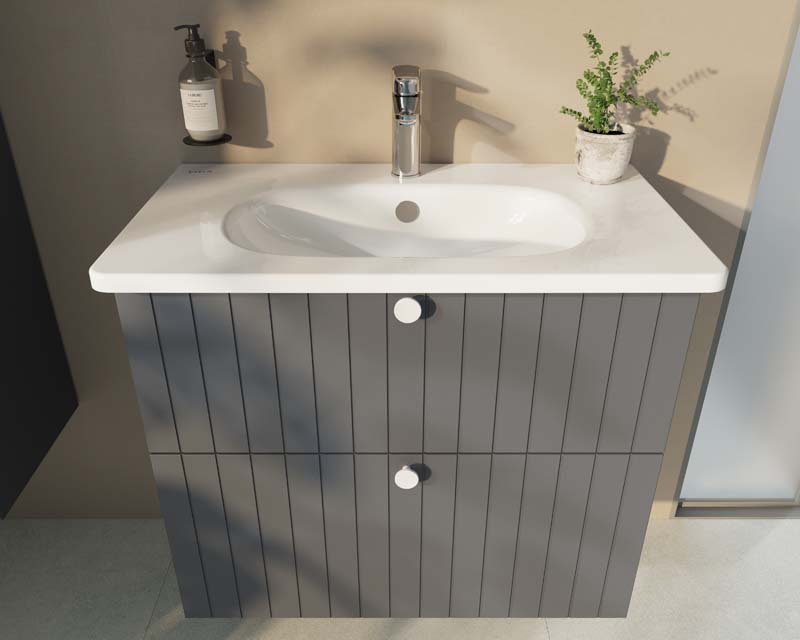 Модуль Root Groove 60 см с круглой раковиной, 2 ящика, матовый серый, 69417