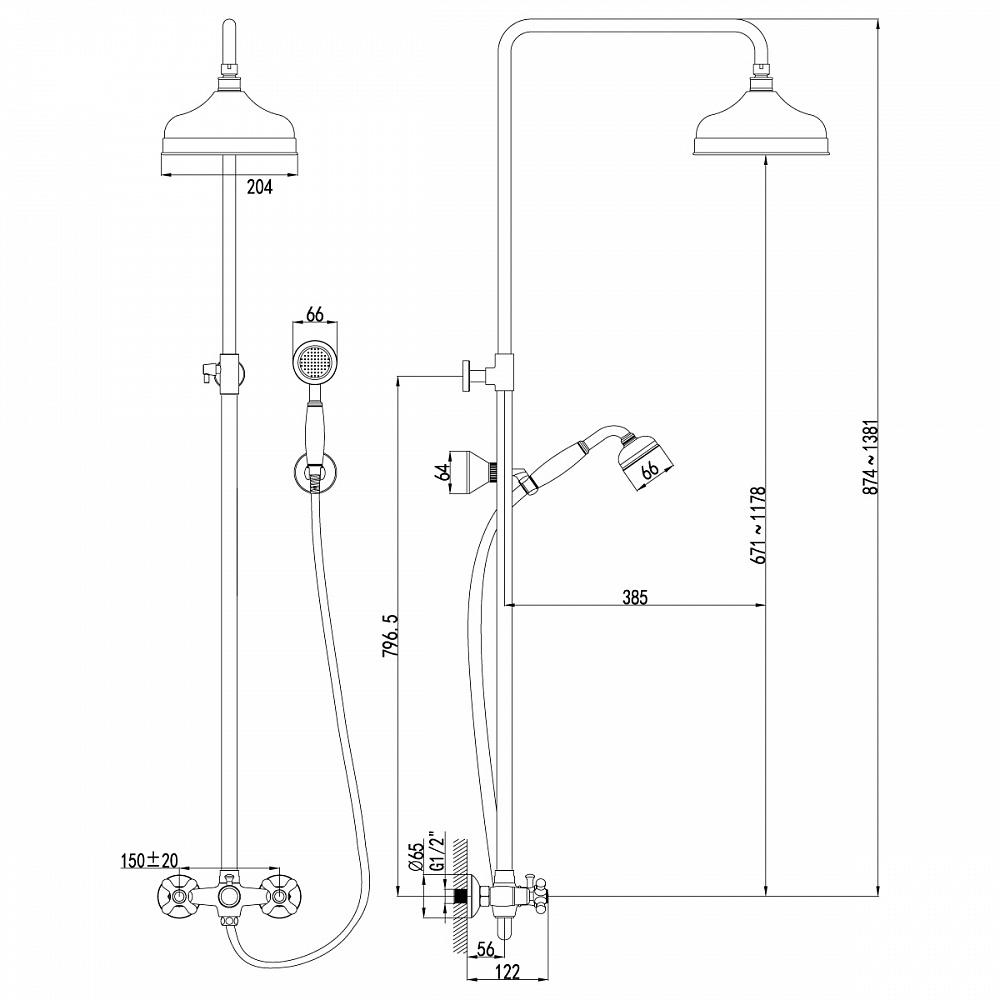 Смеситель Lemark Vintage LM2860B для душа