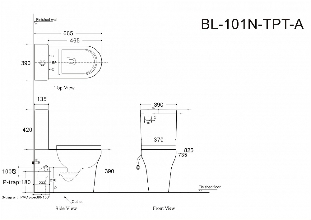 Сливной бачок Aquanet Nova-C2 BL-101N-TPT-A