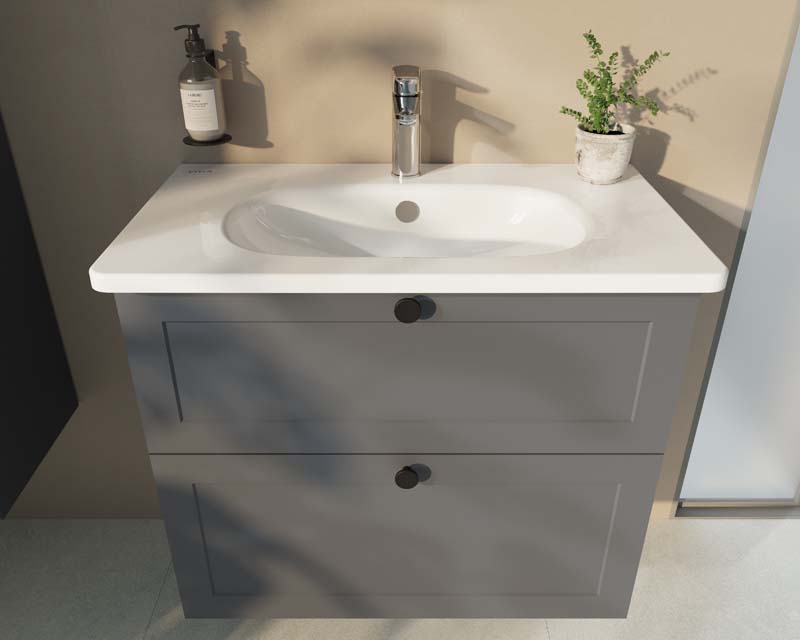 Модуль Root Classic 80 см с классической раковиной, 2 ящика, матовый серый, 68871