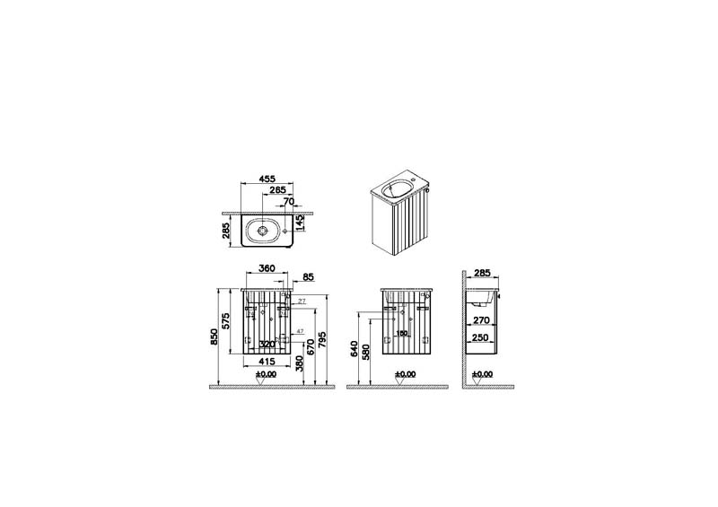 Модуль Root Groove 45 см с круглой раковиной, с дверцей, матовый темно-синий, левосторонний, 69196