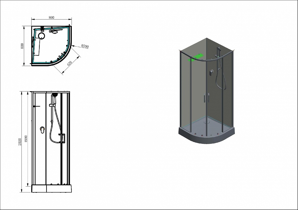 Душевая кабина Aquanet Passion EVO R Black 80x80, 00281984