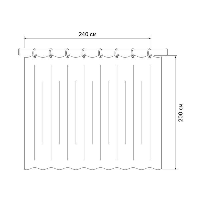 Штора для ванной комнаты, 200*240см, полиэстер, B41P224i11, IDDIS