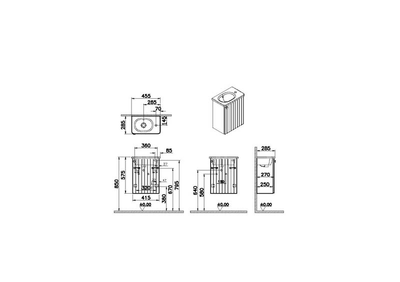 Модуль Root Groove 45 см с круглой раковиной, с дверцей, матовый белый, правосторонний, 69198