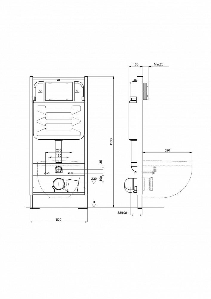 Инсталляция для подвесного унитаза Aquatek Standart 50 INS-0000012