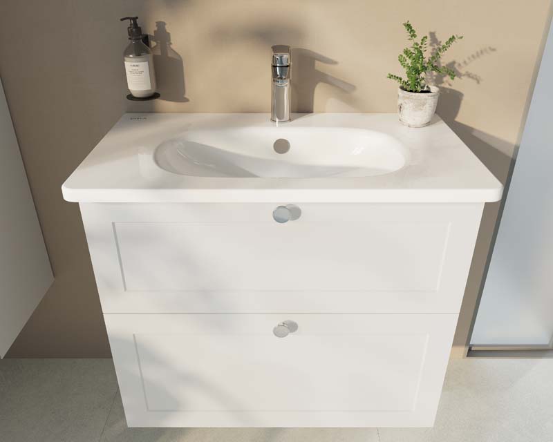 Модуль Root Classic 80 см с классической раковиной, 2 ящика, матовый белый, 68869