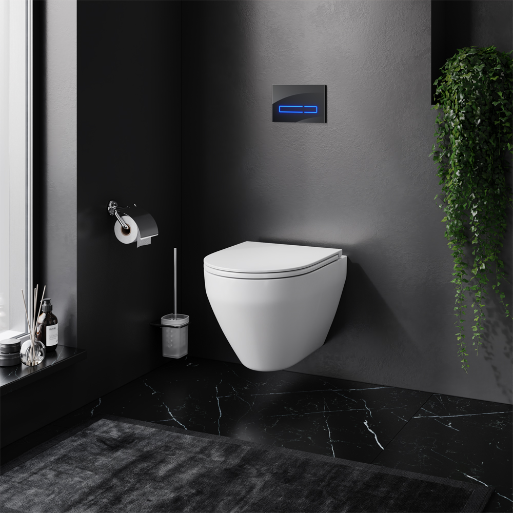 Инстлляция с клавишей Touchless Pro стекло, чёрн с подв унит Spirit V2.0 FlashClean с сид м/л, IS450A38.701700