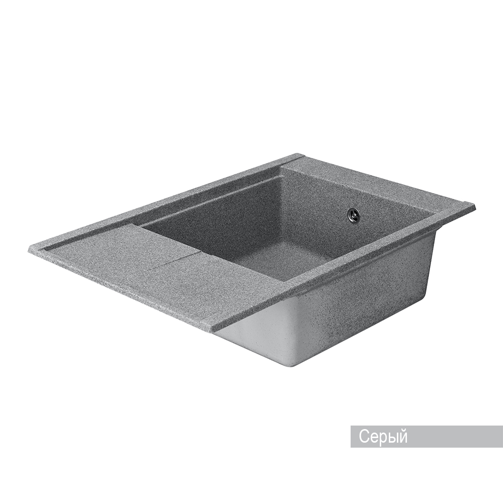 Мойка для кухни из литого мрамора Aquaton Делия 78 прямоугольная с крылом серая 1A715132DE230