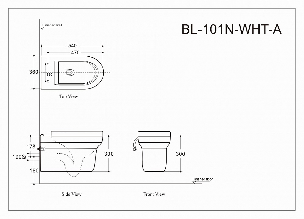 Унитаз подвесной Aquanet Rimless Nova-W BL-101N-WHT