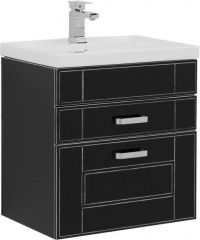 Тумба с раковиной Aquanet Рондо 60 черный антик (2 ящика), 00212729