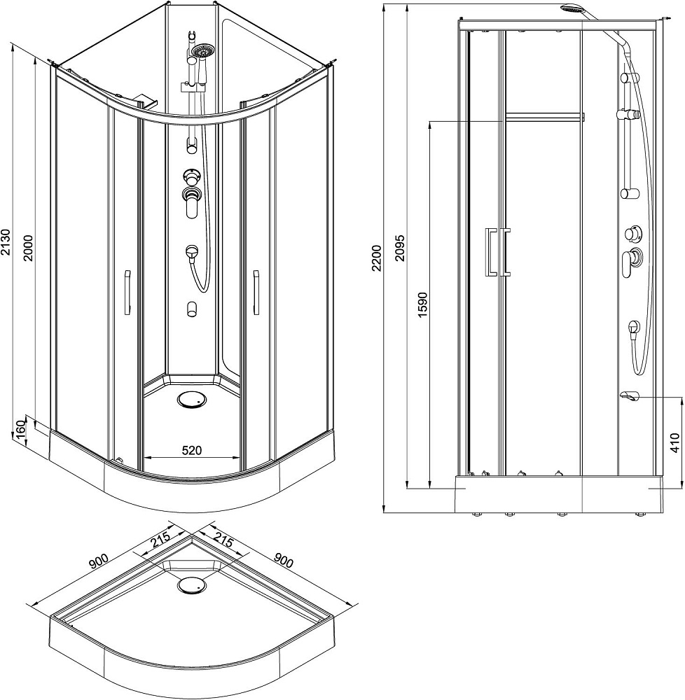 Душевая кабина Aquanet Passion R 2.0 90x90, прозрачное стекло, 00263868