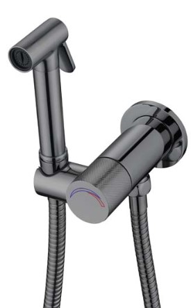 Смеситель гигиенический с защитой от протечек Uno SHINE GUN METAL 467-PR-SGM, 467-PR-SGM