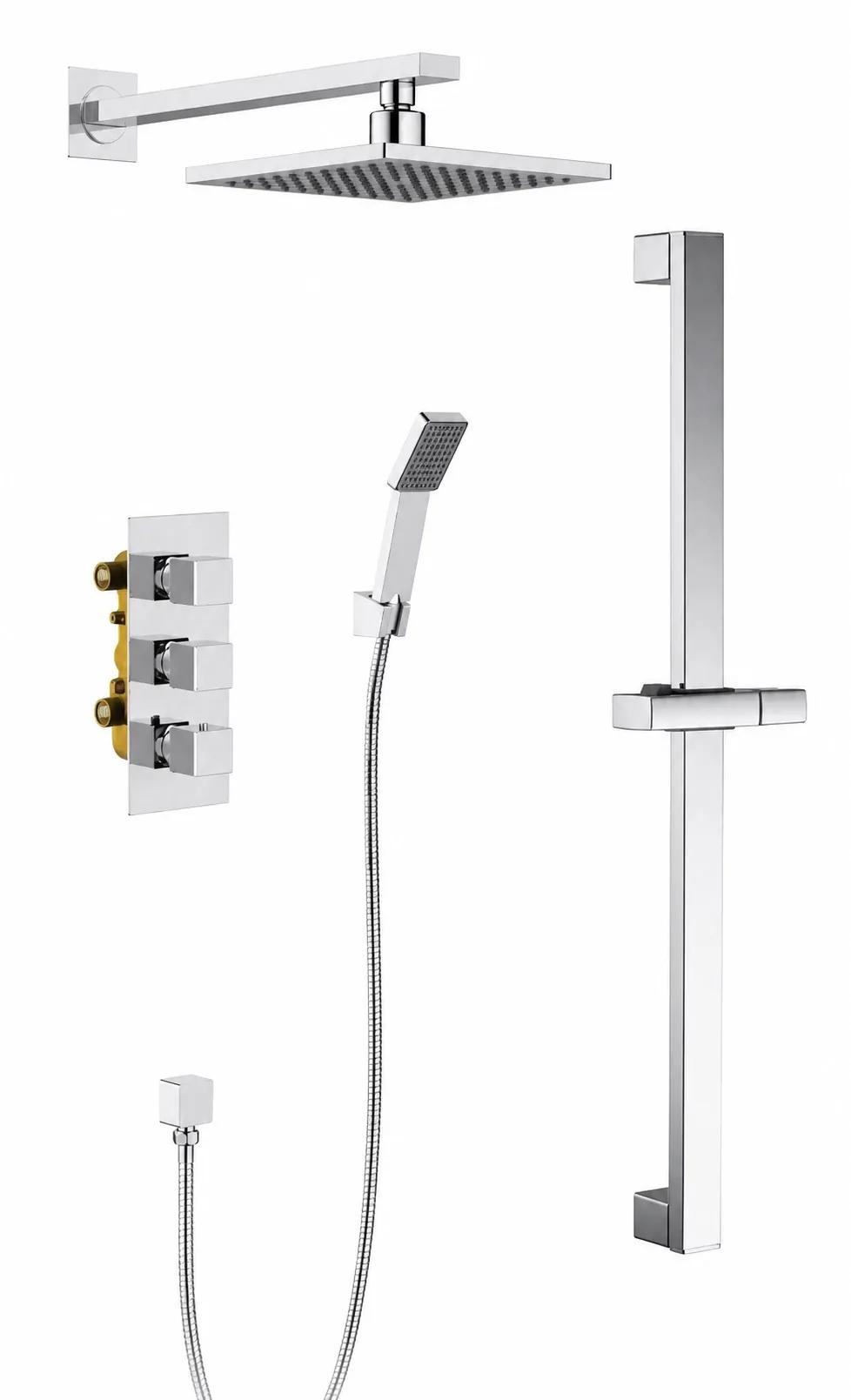Душевая система встроенная с термостатом Tetra-Thermo Хром + стойка Wasser, SX-0179/00SM+A123Wasserkraft