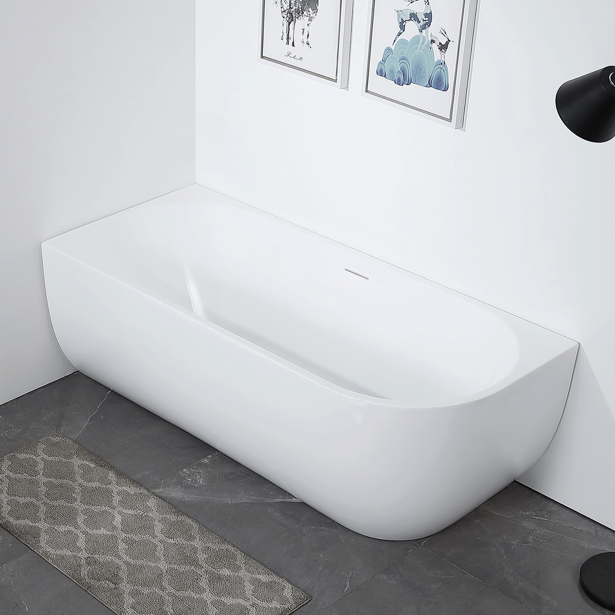 Акриловая ванна ABBER угловая асимметричная, белая 170*75, AB9315L