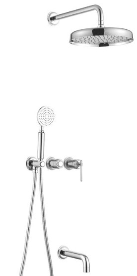 Смеситель встроенный + верхний + ручной душ + излив, ETERNA CHROME, 174-2-CR