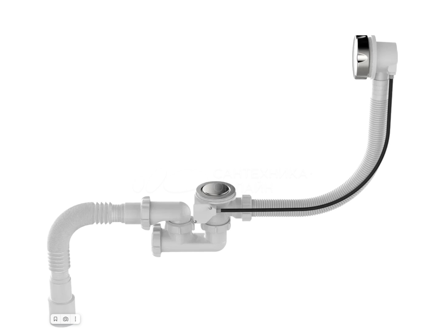 Сифон для ванны Aquant Standart V312-18-MR с переливом, полуавтомат, V312-18-MR