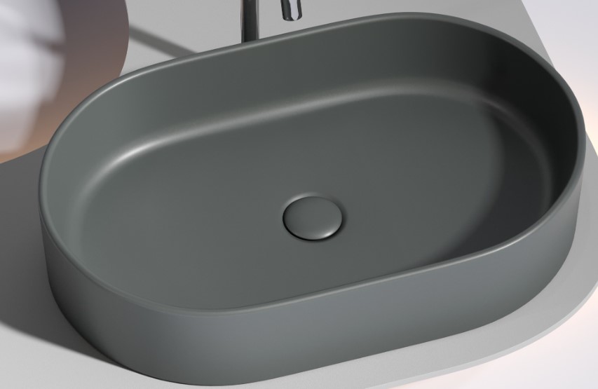 Ceramicanova Умывальник чаша накладная овальная (Темный Антрацит Матовый) Элемент (Element) 600x385x122мм CN6048MDH, CN6048MDH