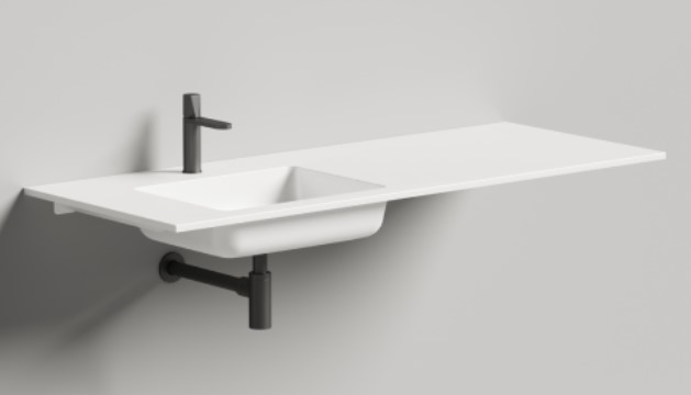 Подвесная раковина Salini S-sense ОНДА ПЛЮС Глянцевая/матовая 1400*650, 1402103GN
