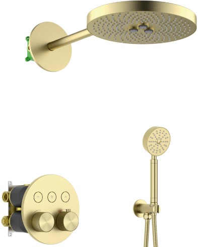 Душевая система встроенная с термостатом Saona SX-2308/17SM Золото матовое, SX-2308/17SM