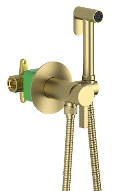 Смеситель встроенный с гигиеническим душем Caisa 9038/17SM Золото матовое, 9038/17SM