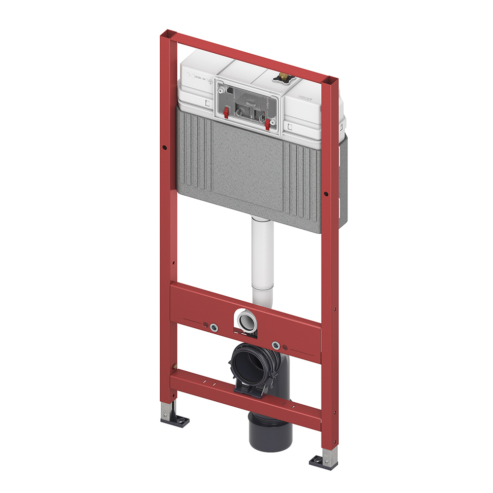 Комплект для установки подвесного унитаза: застенный модуль TECEbase, пластиковая панель смыва TECEloop, хром глянцевый