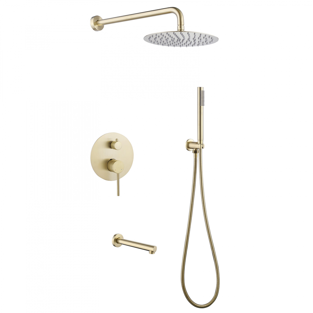 Душевая система ABBER Emotion AF8817G скрытого монтажа с изливом, золото матовое, AF8817B